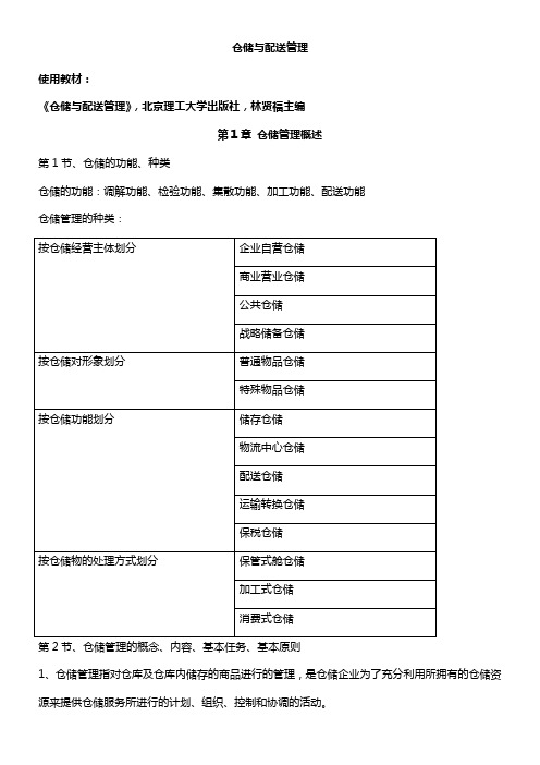 《仓储与配送管理》自考本科答案详解