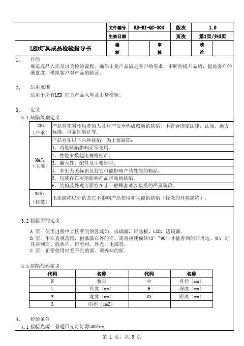 LED灯具成品检验指导书