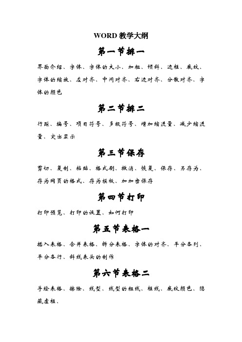 WORD教学大纲