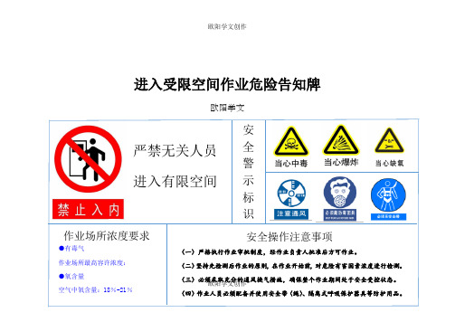 进入受限空间作业危险告知牌之欧阳学文创作