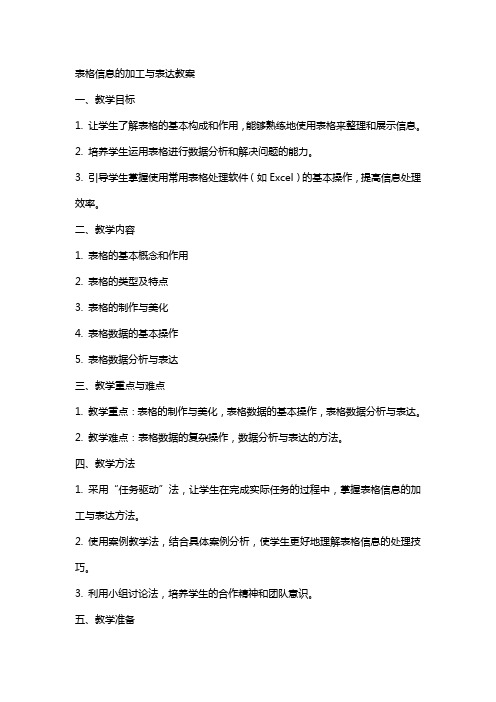 表格信息的加工与表达教案