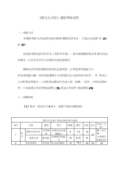 《跨文化交际》课程考核说明