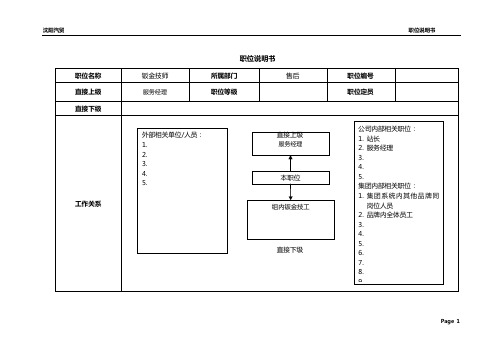 职位说明书-钣金职位名称