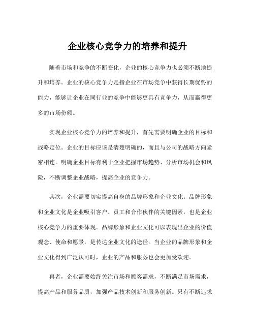 企业核心竞争力的培养和提升