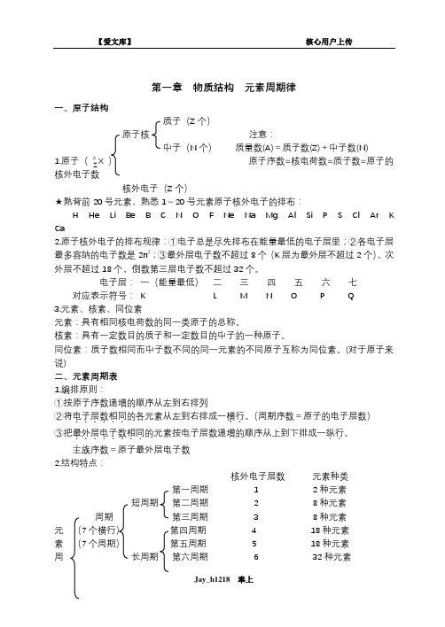 高一必修三化学一些知识点总结