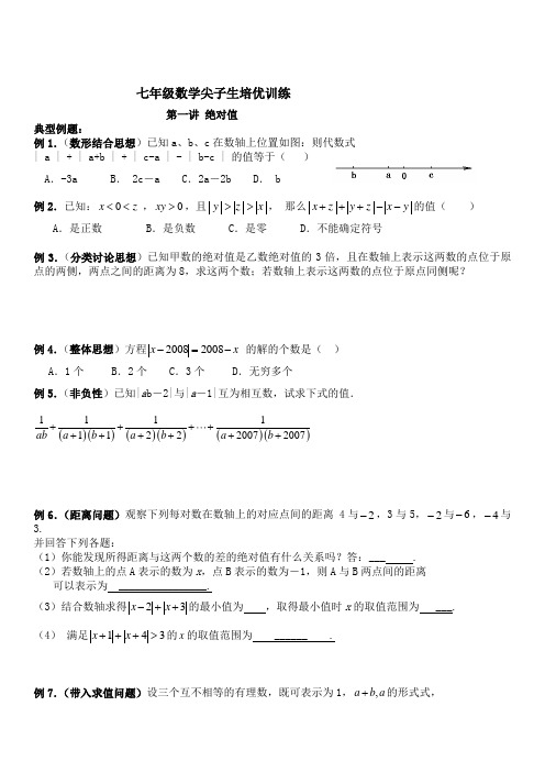 七年级数学尖子生培优训练