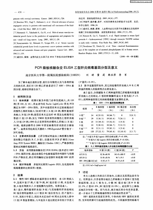 PCR微板核酸杂交ELISA乙型肝炎病毒基因分型及意义