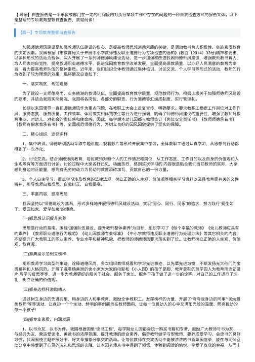 专项教育整顿自查报告