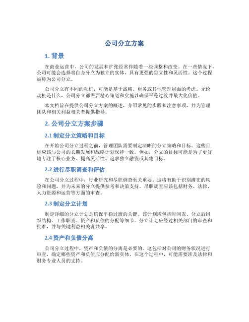 公司分立方案