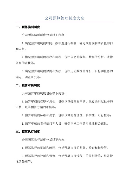 公司预算管理制度大全