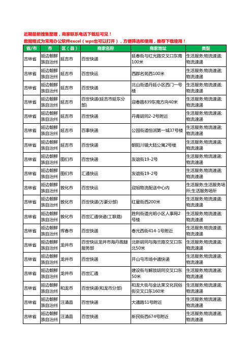 2020新版吉林省延边朝鲜族自治州百世汇通工商企业公司商家名录名单黄页联系方式电话大全22家