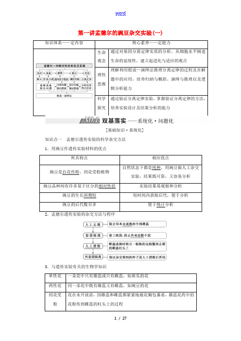 高考生物一轮复习 第五单元 遗传的基本规律与伴性遗传 第一讲 孟德尔的豌豆杂交实验(一)精选教案-人