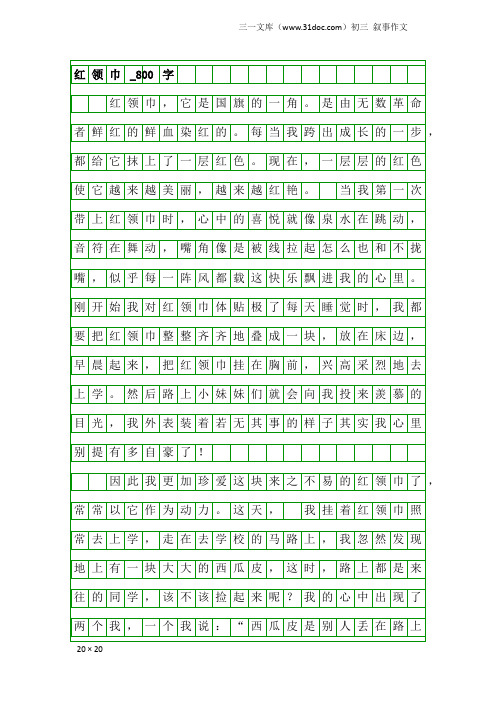 初三叙事作文：红领巾_800字