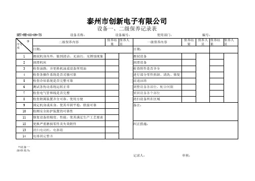 设备一级二级保养记录