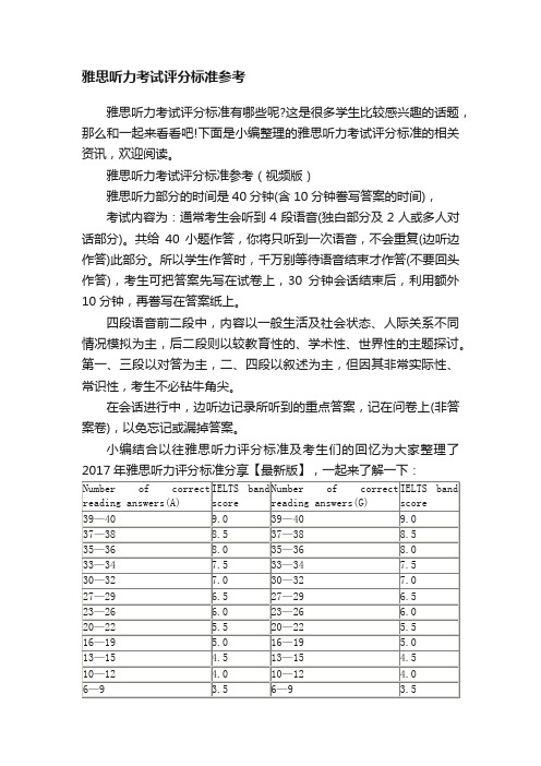 雅思听力考试评分标准参考