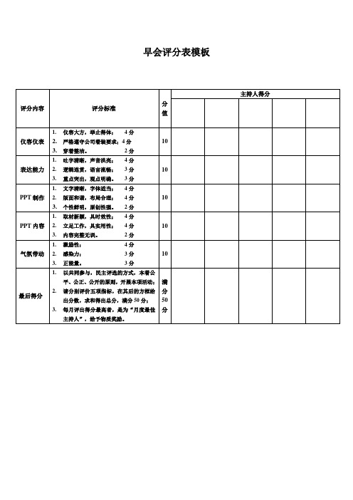 早会评分表