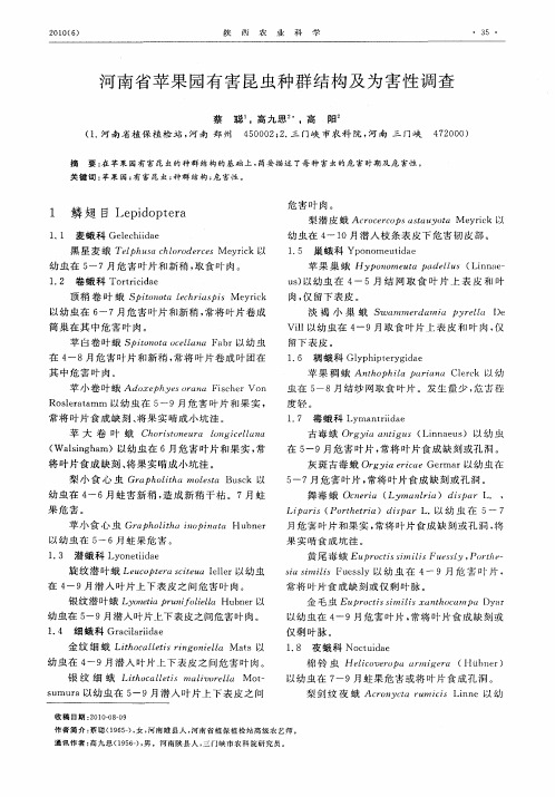 河南省苹果园有害昆虫种群结构及为害性调查