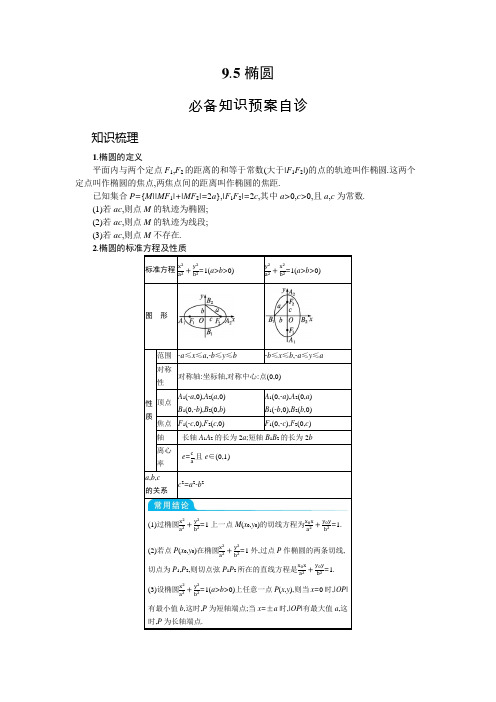 2022高三全国统考数学北师大版(理)一轮复习学案：9.5 椭圆含解析