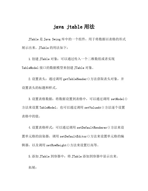 java jtable用法