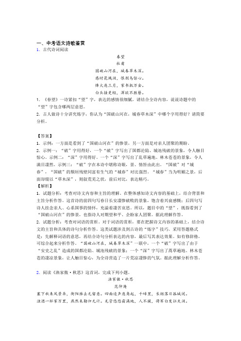 备战中考语文复习诗歌鉴赏专项综合练附详细答案