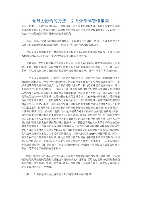 领导力融合的方法：引入外部高管作指南