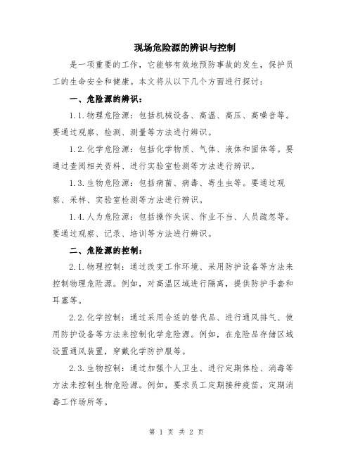 现场危险源的辨识与控制