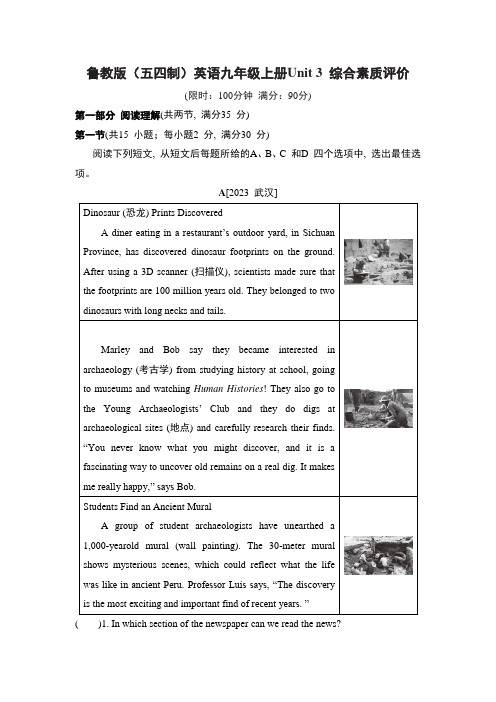 鲁教版(五四制)英语九年级上册Unit 3 综合素质评价