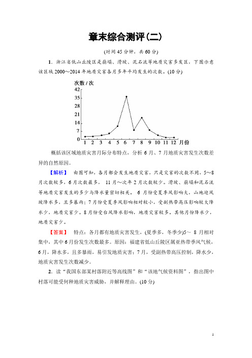 高中地理(湘教版)选修五章末综合测评 第2章 Word版含解析
