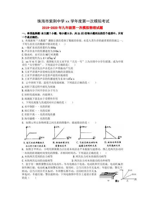 2019-2020年九年级第一次模拟物理试题