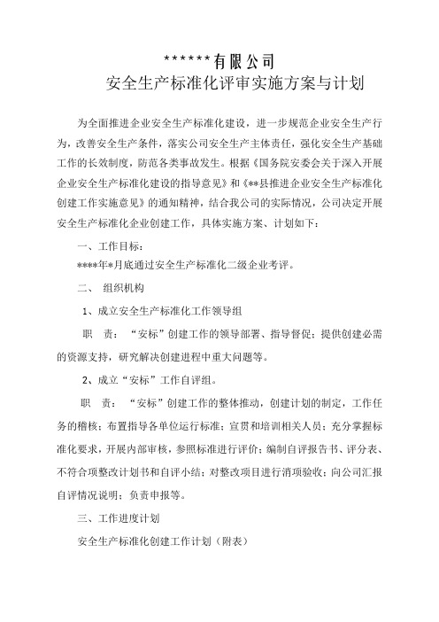 标准化评审实施方案与计划