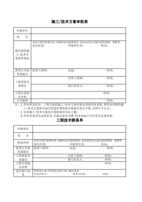 工程类常用表格