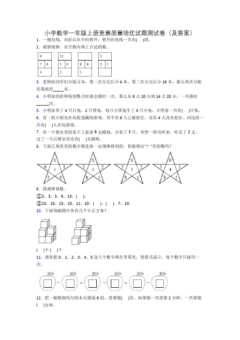 小学数学一年级上册竞赛质量培优试题测试卷(及答案)