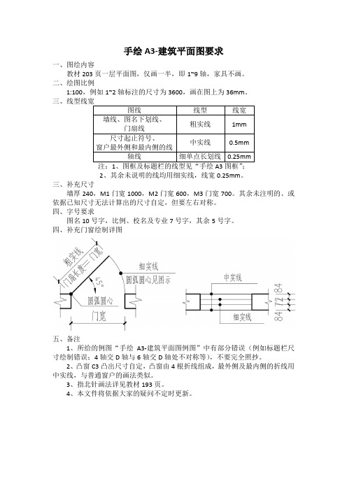 手绘A3-建筑平面图要求20200301