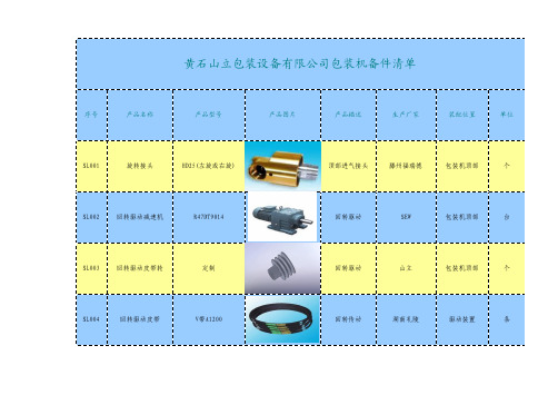 黄石山立包装机配件清单