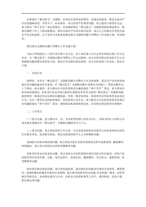 关于雁过拔毛式腐败问题专项整治工作实施方案