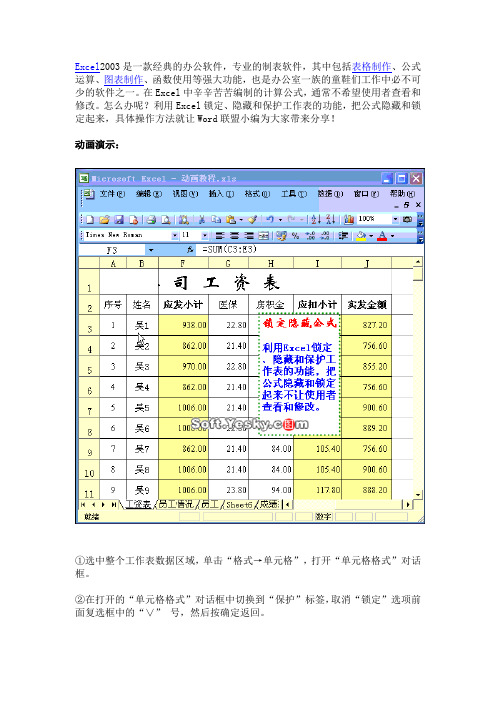 Excel锁定和隐藏公式