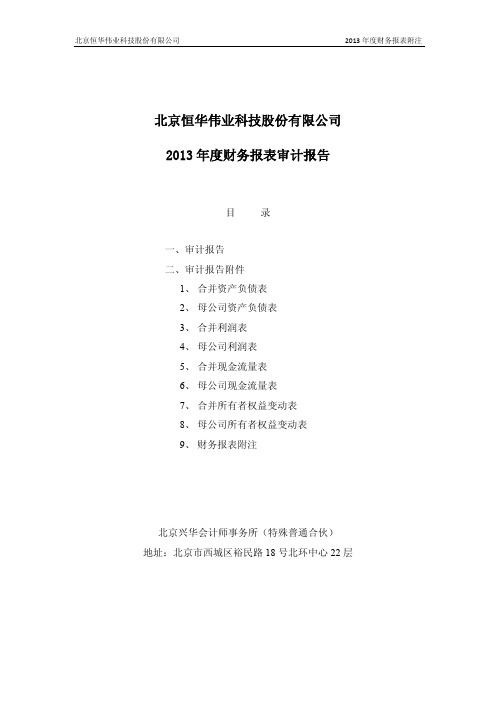 北京恒华伟业科技股份有限公司2013财务报表审计报告.pdf