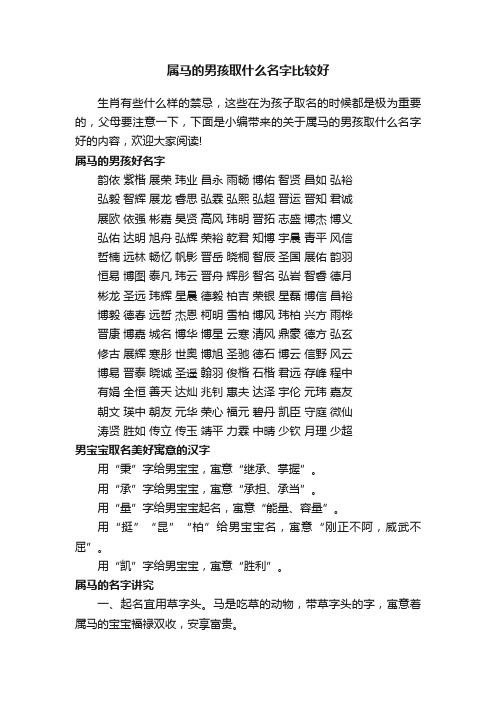 属马的男孩取什么名字比较好