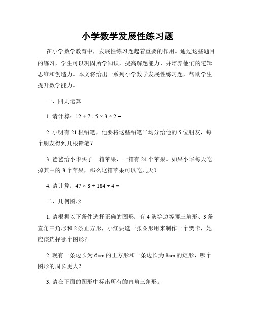 小学数学发展性练习题