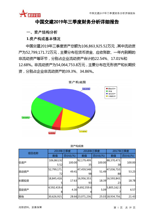 中国交建2019年三季度财务分析详细报告