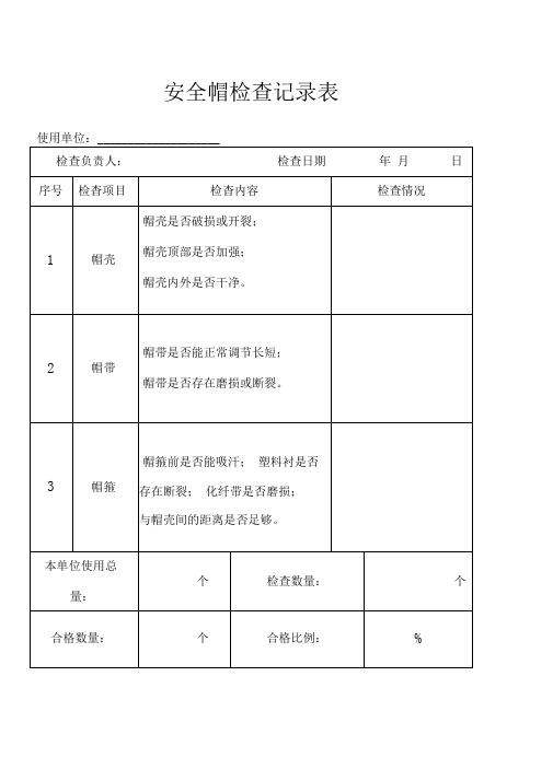 安全帽检查记录表