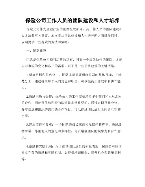 保险公司工作人员的团队建设和人才培养