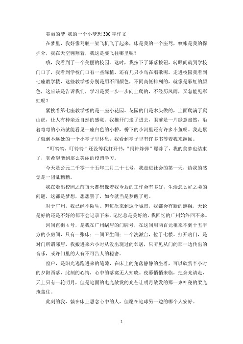 美丽的梦 我的一个小梦想300字作文精选