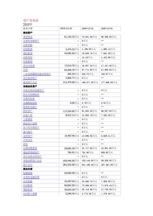 2010财务报表分析world文档