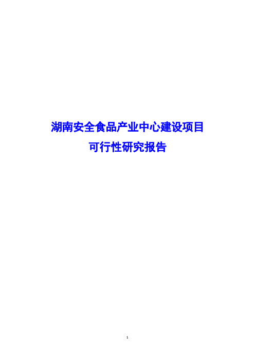 湖南安全食品产业中心建设项目可行性研究报告