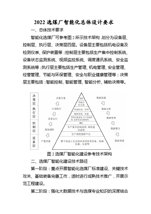 2022选煤厂智能化总体设计要求