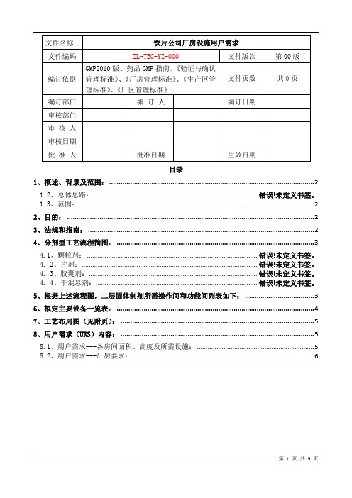 饮片生产线厂房设施用户需求