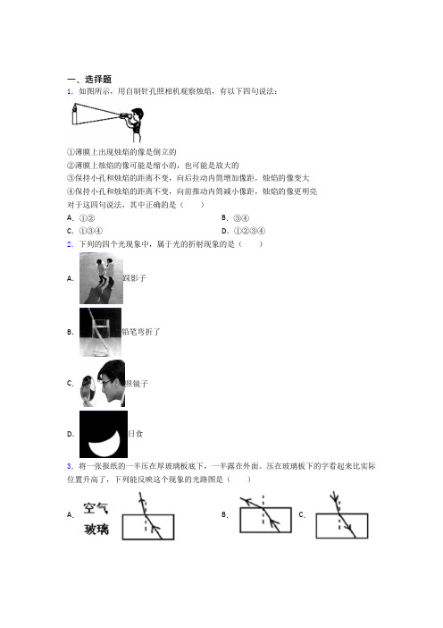 深圳市滨河中学初中物理八年级上第五章《光现象》测试题(有答案解析)