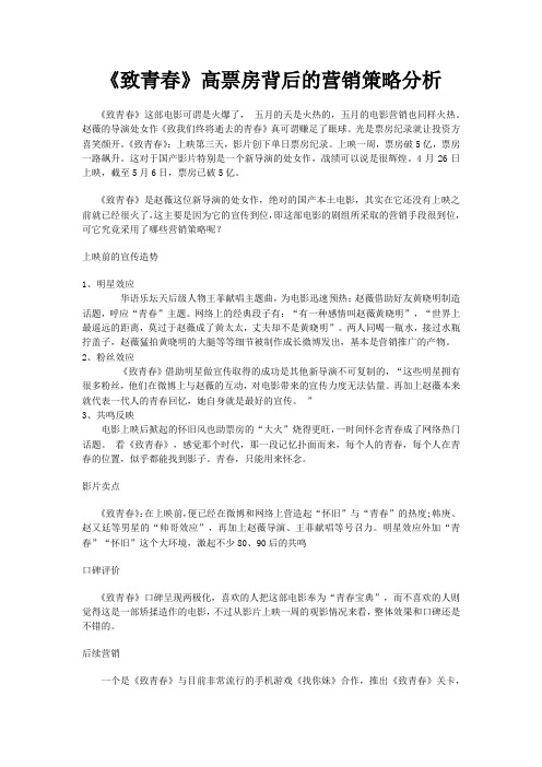 《致青春》高票房背后的营销策略分析1