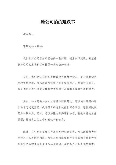 给公司的的建议书